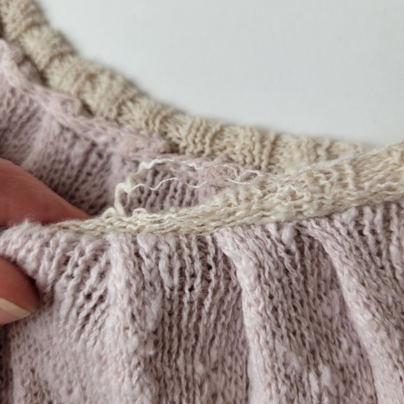 free People Knit Sweater Poncho Pullover Boho Lightweight Linen Cotton  XS - Picture 6 of 11